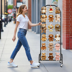 VEVOR 2 Packs Grid Wall Panels, 600 x 1640mm Wire Grid Panels Display Rack, Movable Art Display Shelf with Wheels and 20 Hooks, Black Carbon Steel Gridwall for Craft Show, Decor, Storage, Notice Board