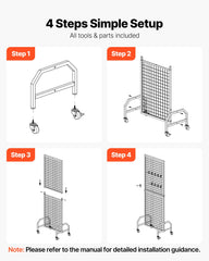 3 Packs Grid Wall Panels, 600 x 1640mm Wire Grid Panels Display Rack, Movable Art Display Shelf with Wheels and 30 Hooks, Black Carbon Steel Gridwall for Craft Show, Decor, Storage, Notice Board