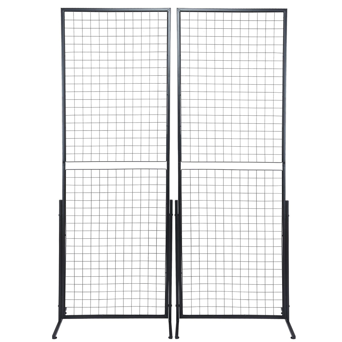 2' x 5.6' Grid Wall Panels Tower, 2 Packs Wire Gridwall Display Racks with T-Base Floorstanding, Double Side Gridwall Panels for Art Craft Shows, Retail Display with Extra Clips and Hooks