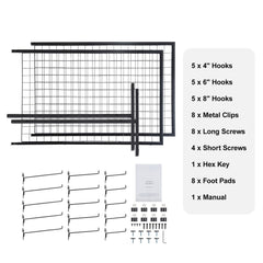 2' x 5.6' Grid Wall Panels Tower, 2 Packs Wire Gridwall Display Racks with T-Base Floorstanding, Double Side Gridwall Panels for Art Craft Shows, Retail Display with Extra Clips and Hooks