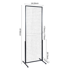 2' x 5.6' Grid Wall Panels Tower, 2 Packs Wire Gridwall Display Racks with T-Base Floorstanding, Double Side Gridwall Panels for Art Craft Shows, Retail Display with Extra Clips and Hooks