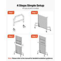 2 Packs Grid Wall Panels, 898 x 1798 mm Wire Grid Panels Display Rack, Movable Art Display Shelf with Wheels & 10 Hooks, Black Carbon Steel Gridwall for Craft Show, Decor, Storage, Notice Board