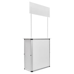 Portable Tradeshow Podium Table, 785 x 380 x 1815 mm, Display Exhibition Counter Stand Booth Fair with Wall, Foldable Promotion Retail Bar Table Pop Up Podium with Storage Rack/Carrying Bag