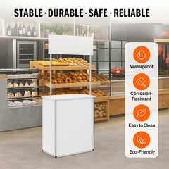 Portable Tradeshow Podium Table, 785 x 380 x 1815 mm, Display Exhibition Counter Stand Booth Fair with Wall, Foldable Promotion Retail Bar Table Pop Up Podium with Storage Rack/Carrying Bag