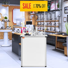 Portable Tradeshow Podium Table, 785 x 380 x 1815 mm, Display Exhibition Counter Stand Booth Fair with Wall, Foldable Promotion Retail Bar Table Pop Up Podium with Storage Rack/Carrying Bag