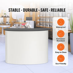 Portable Tradeshow Podium Table, 1300 x 465 x 950 mm, Display Exhibition Counter Stand Booth Fair with Wall, Foldable Promotion Retail Bar Table Pop Up Podium with Storage Rack, Carrying Bag