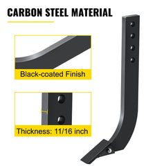 Box Blade Shank, 46.4cm Scarifier Shank, 4 Holes Box Scraper Shank, Ripper Shank with Removable Tapered Teeth and Pins, Adjustable Shanks Assembly for Replacement, Digging, Plowing, 4PCS