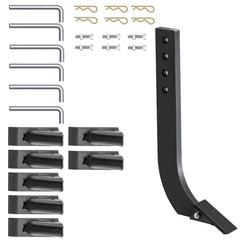 Box Blade Shank, 46.6 cm Scarifier Shank, 4 Holes Box Scraper Shank, Ripper Shank with Removable Tapered Teeth and Pins, Adjustable Shanks Assembly for Replacement, Digging, Plowing, 6PCS