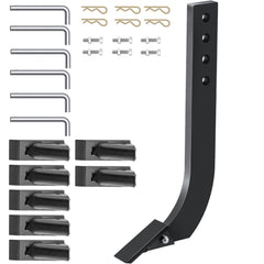 Box Blade Shank, 46.6 cm Scarifier Shank, 4 Holes Box Scraper Shank, Ripper Shank with Removable Tapered Teeth and Pins, Adjustable Shanks Assembly for Replacement, Digging, Plowing, 6PCS