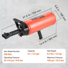 Tire Bead Seater, 2.4 Gal/9 L Air Tire Bead Blaster, 150 PSI Handheld Bead Bazooka, Portable Tire Inflator Tool, 87-116 PSI Operating Pressure for Tractor Truck ATV Car and Automobile Repair