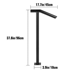 Single Post 1-2, Black Steel Railing 441LBS Capacity Baking Varnish Iron Stairs Stylish Handrails for Outdoor Steps with Expansion Bolts & Drill Bit