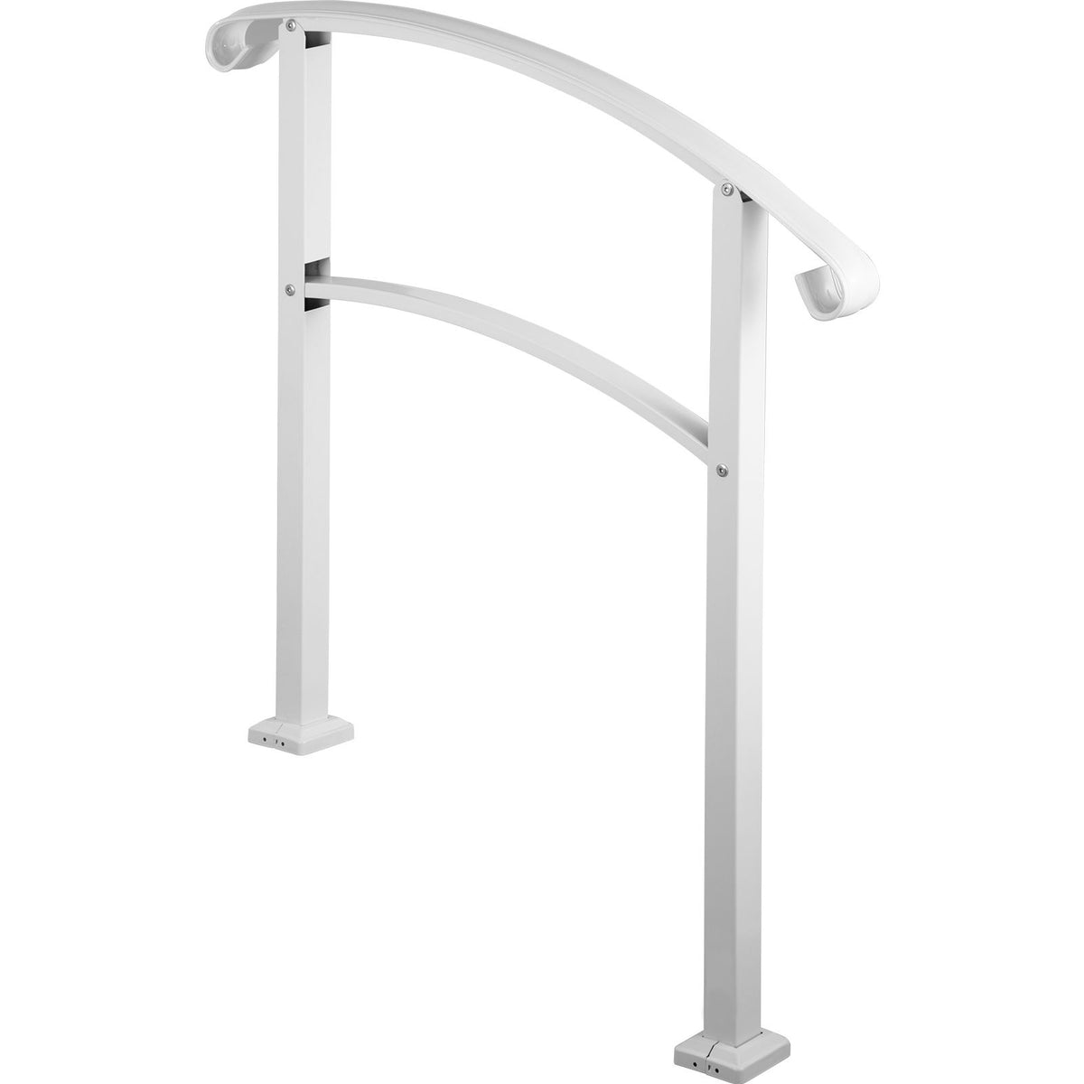 3-Step Handrails for Outdoor Steps Fits 1 or 3 Steps Matte White Stair Rail Wrought Iron Handrail with Installation Kit Hand Rails for Outdoor Step
