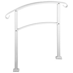 3-Step Handrails for Outdoor Steps Fits 1 or 3 Steps Matte White Stair Rail Wrought Iron Handrail with Installation Kit Hand Rails for Outdoor Step