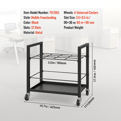 Blueprint Storage Rack, 12 Slots Blueprint Holder with Wheels, Mobile Metal Blueprint Storage Cart for Map Poster Architectural Construction Plan, Roll File Organizer for Home, Office, School