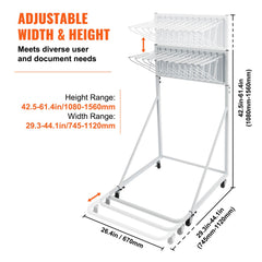 Mobile Blueprint Storage Rack, Plan Holder with 12 Pivot Brackets, Mobile Blueprint Holder Adjustable Height & Length, Poster Display Rack for Office and Home (Rack Only Without Clamps)