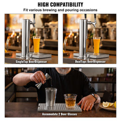 Beer Drip Tray, 304 Stainless Steel Kegerator Drip Trays with 4 Non-Slip Rubber Pads and Detachable Cover, Heat / Cold Resistant Beer Tower Drip Pan for Bar Restaurant Coffee Shop Home