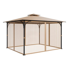 Gazebo Netting Replacement, Fit Most 10 x 12 x 7.3 FT Gazebo, Outdoor Garden Gazebo Net, 4-Panel Sidewall Mesh Gazebo Curtain, Patio Midge Netting with Double Zipper, Canopy Screen (Netting Only)