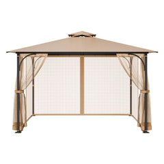 Gazebo Netting Replacement, Fit Most 10 x 12 x 7.3 FT Gazebo, Outdoor Garden Gazebo Net, 4-Panel Sidewall Mesh Gazebo Curtain, Patio Midge Netting with Double Zipper, Canopy Screen (Netting Only)