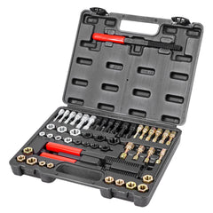49-Piece Thread Chaser Set, UNC UNF and Metric Thread Restorer Tool, Rethreading Tool Kit with 22 Taps 24 Dies 3 Thread Files Storage Case, Heat Treated Steel, for Mechanics DIY Enthusiasts