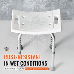 Shower Chair, Adjustable Height Shower Stool with Built-in Handles, Shower Seat for Inside Shower or Tub, Non-Slip Bench Bathtub Stool Seat for Elderly Disabled Handicap, 158.8 kg Capacity