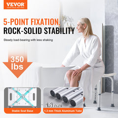 Shower Chair, Adjustable Height Shower Stool with Built-in Handles, Shower Seat for Inside Shower or Tub, Non-Slip Bench Bathtub Stool Seat for Elderly Disabled Handicap, 158.8 kg Capacity