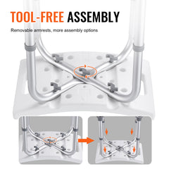 Shower Chair, Adjustable Height Shower Stool with Built-in Handles, Shower Seat for Inside Shower or Tub, Non-Slip Bench Bathtub Stool Seat for Elderly Disabled Handicap, 158.8 kg Capacity