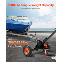 Trailer Dolly, 1500lbs Tongue Weight Capacity, 2 in 1 Trailer Mover with 2 in Ball, 16 in Pneumatic Tires and Universal Wheel, Portable Tow Dolly for Moving Car RV Trailer