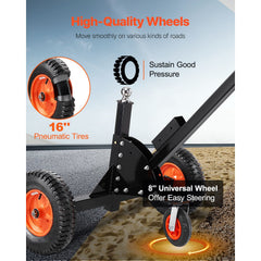 Trailer Dolly, 1500lbs Tongue Weight Capacity, 2 in 1 Trailer Mover with 2 in Ball, 16 in Pneumatic Tires and Universal Wheel, Portable Tow Dolly for Moving Car RV Trailer