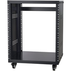 12U AV Rack Stand, 136.08kg Capacity, Network Stereo Recording Studio Rack with Lockable Caster Wheels Round & Square Holes, Special Vent for 482.6 mm Audio Video Musical & IT Equipment Mounting