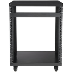 12U AV Rack Stand, 136.08kg Capacity, Network Stereo Recording Studio Rack with Lockable Caster Wheels Round & Square Holes, Special Vent for 482.6 mm Audio Video Musical & IT Equipment Mounting