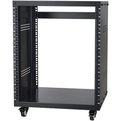 12U AV Rack Stand, 136.08kg Capacity, Network Stereo Recording Studio Rack with Lockable Caster Wheels Round & Square Holes, Special Vent for 482.6 mm Audio Video Musical & IT Equipment Mounting