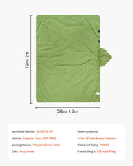 Camping Blanket 2 m x 1.5 m Wearable Warm Stadium Blanket Army Green