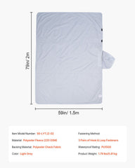 Camping Blanket 2 m x 1.5 m Wearable Warm Stadium Blanket Light Grey.