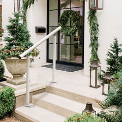 Handrail Outdoor Stairs, 3ft, 34 Inch Outdoor Handrail, Outdoor Stair Railing Adjustable from 0 to 60 Degrees Handrail for Stairs Outdoor White Aluminum Stair Railing for Garden, Office Area