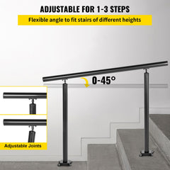 Handrail Outdoor Stairs, 3ft, 34 Inch Outdoor Handrail, Outdoor Stair Railing Adjustable from 0 to 60 Degrees Handrail for Stairs Outdoor Black Aluminum Stair Railing for Garden, Office Area