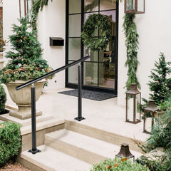 Handrail Outdoor Stairs, 3ft, 34 Inch Outdoor Handrail, Outdoor Stair Railing Adjustable from 0 to 60 Degrees Handrail for Stairs Outdoor Black Aluminum Stair Railing for Garden, Office Area