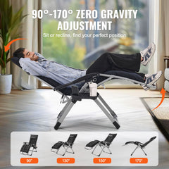 Zero Gravity Chair, 26 inch Zero Gravity Recliner Lounge Chair for Indoor and Outdoor, Adjustable Anti Gravity Chair with Cushion, Headrest, Footrest, and Cupholder, 500 lbs, Black