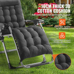 Zero Gravity Chair, 26 inch Zero Gravity Recliner Lounge Chair for Indoor and Outdoor, Adjustable Anti Gravity Chair with Cushion, Headrest, Footrest, and Cupholder, 500 lbs, Black