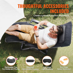 Zero Gravity Chair, 26 inch Zero Gravity Recliner Lounge Chair for Indoor and Outdoor, Adjustable Anti Gravity Chair with Cushion, Headrest, Footrest, and Cupholder, 500 lbs, Black