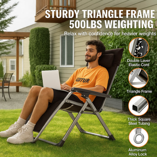 Zero Gravity Chair, 26 inch Zero Gravity Recliner Lounge Chair for Indoor and Outdoor, Adjustable Anti Gravity Chair with Cushion, Headrest, Footrest, and Cupholder, 500 lbs, Black