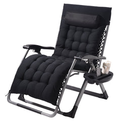 Zero Gravity Chair, 33 inch Zero Gravity Recliner Lounge Chair for Indoor and Outdoor, Adjustable Anti Gravity Chair with Cushion, Headrest, Footrest, and Cupholder, 500 lbs, Black