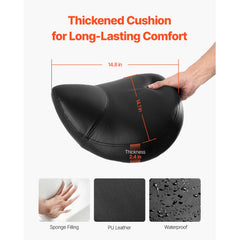 Saddle Rolling Stool, PU Leather Rolling Stool with Wheels, 360° Swivel Drafting Stool with Thickened Cushion, Height Adjustable Rolling Work SPA Stool, for Office, Home, Salon & Bar, Black