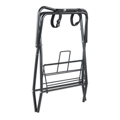 Folding Saddle Rack, 28 x 19 x 37.5 in, 2 Packs Freestanding Horse Saddle Stand, Portable Horse Blanket Holder, Heavy Duty Steel Saddle Rack for English & Western Saddles, Tack Storage, Black