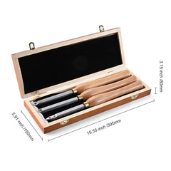 Wood Lathe Chisel Set, 3 PCS Woodworking Turning Tools, Includes Square, Round, Diamond Carbide Blades, 20 cm Comfortable Grip Handles, Wood Chisel Set with Wooden Box For Turning Pens or Small