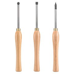 Wood Lathe Chisel Set, 3 PCS Woodworking Turning Tools, Includes Square, Round, Diamond Carbide Blades, 20 cm Comfortable Grip Handles, Wood Chisel Set with Wooden Box For Turning Pens or Small