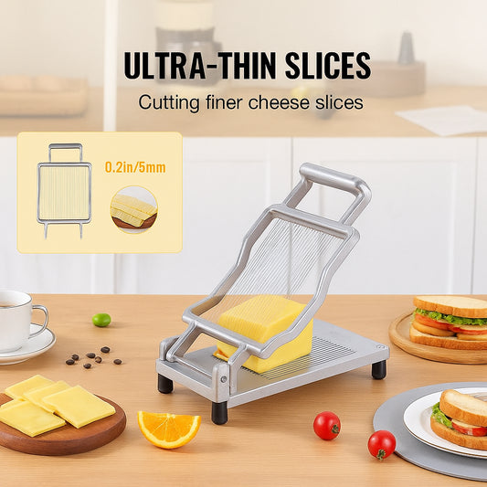 Cheese Cutter with Wire, 0.2" Ultra-Thin Cheeser Butter Cutting Blade, Detachable Cheese Slicer Wire, Aluminum Alloy Commercial Cheese Slicer with 316 Stainless Steel Knife Wire, Kitchen Cooking