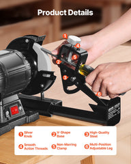 Multi-Grind Sharpening System, Vari-Grind Pro Sharpening Jig Kit for 6" & 8" Bench Grinders – with Platform, Long Support Arm & Fingernail Gouge Jig, for Chisels, Woodturning, Plane Irons