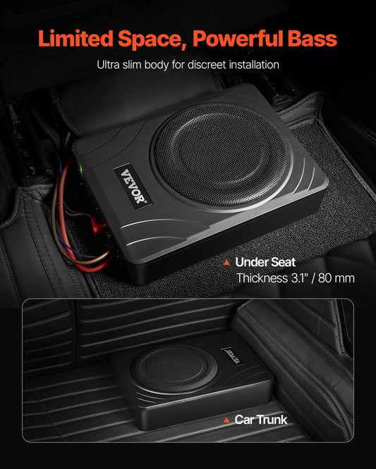 8" 300W Under Seat Car Subwoofer Slim Powered Car/Truck Subwoofer System