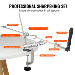 Knife Sharpener Kit, Rotation Flip Fixed Angle Knife Sharpening System with 12 Whetstones 120-10000 Grit, Professional Kitchen Chef Knife Sharpening Kit for All Knives and Scissors