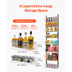 8-Tier Over the Door Pantry Organizer Hanging Storage Rack Adjustable